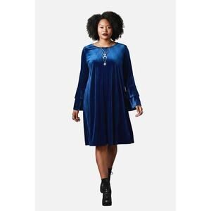 NWT Tacera Ribbed Blue Velvet Bell Sleeve Whimsigoth Boho Witchy Fairygoth 1X